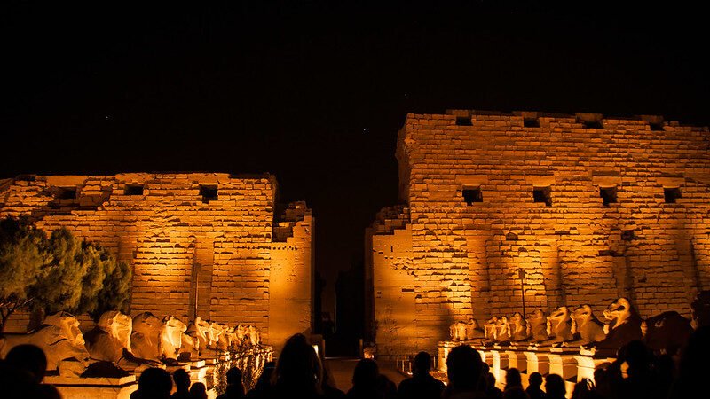 karnak temple at night
