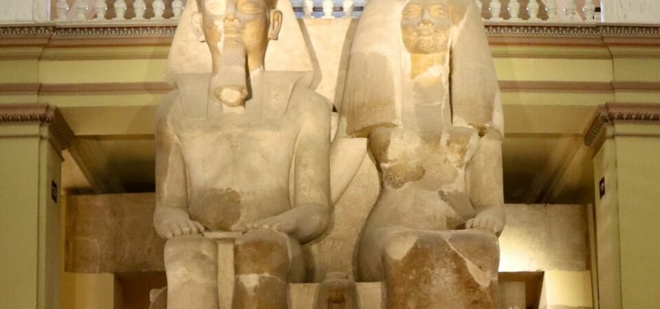 colossal statues at the egyptian museum