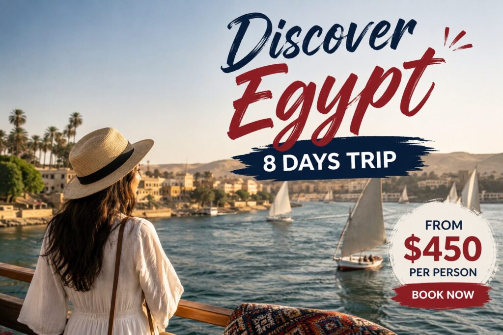 8 Days Egypt Trip featuring a Nile cruise, Pyramids, Luxor and ancient Egyptian landmarks