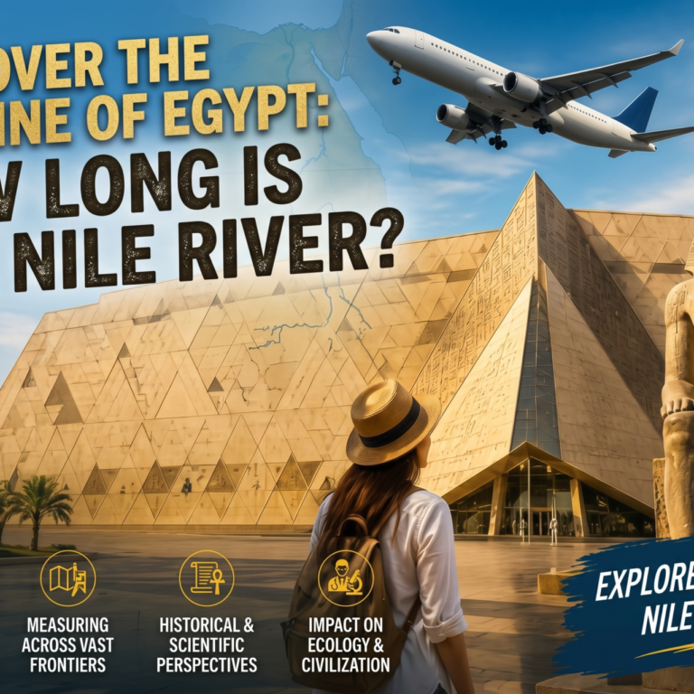 How long is the Nile River? Discover its 6,650 km journey, Nile cruise routes, best travel seasons, Egypt tour prices, and iconic sights in Cairo, Luxor & Aswan.:Nile River in Aswan Egypt with traditional felucca boats and palm trees