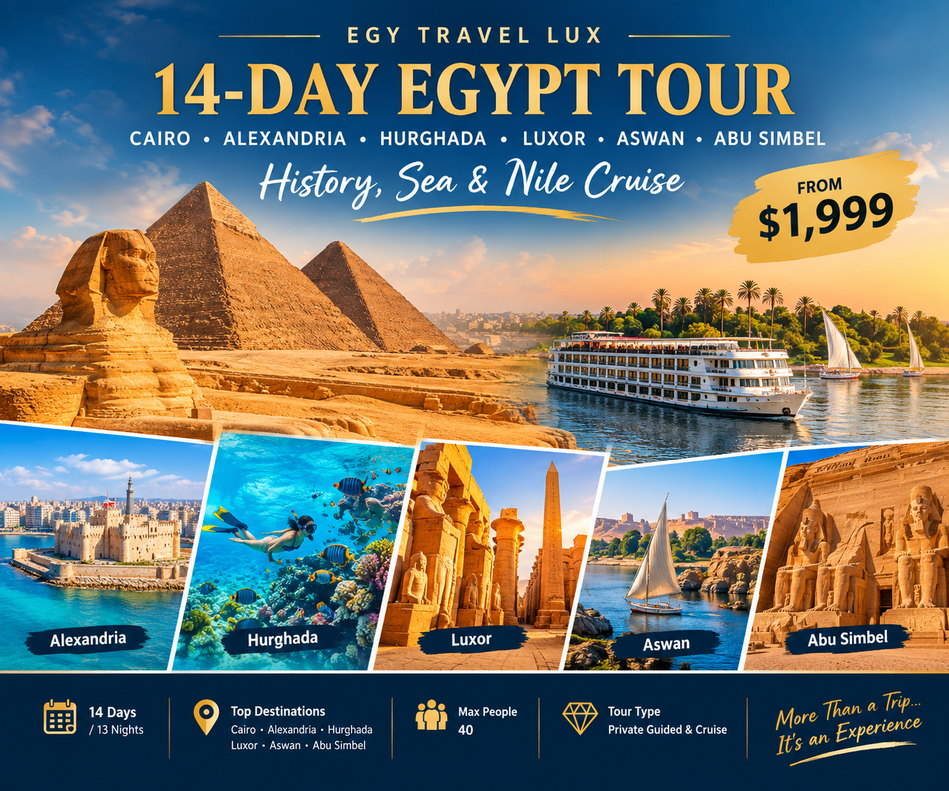 14-day Egypt tour through history, the Nile, and the Red Sea