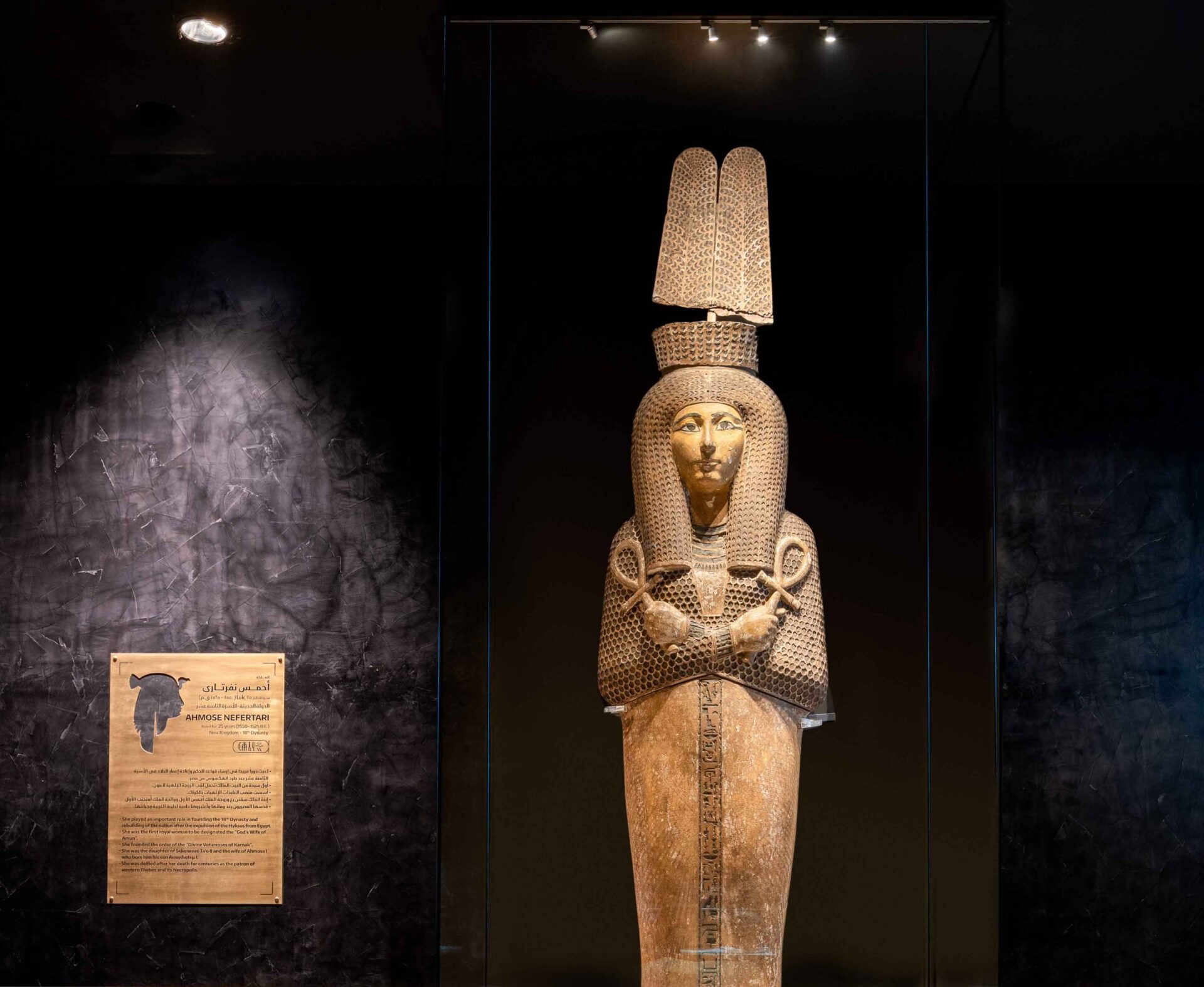 Egypt Tours inside the Grand Egyptian Museum viewing ancient pharaonic statues