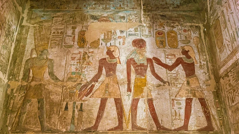 Exterior and forecourt of the Eighteenth Dynasty Temple of Amada near the shore of Lake Nasser in Lower Nubia